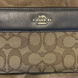 Coach Beige and Brown Signature Clutch